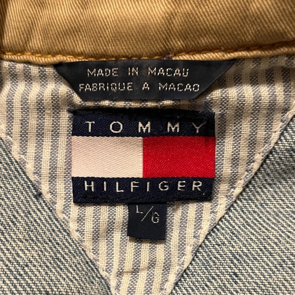 Custom Upcycled Tommy Hilfiger Denim Jacket Y2K Boho Beaded Embellished Crop VTG - Picture 15 of 15